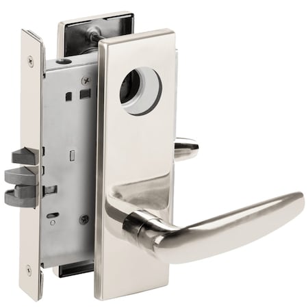Schlage Grade 1 Storeroom Mortise Lock, Less Cylinder, 07 Lever, N Escutcheon, Bright Chrome Finish L9080L 07N 625